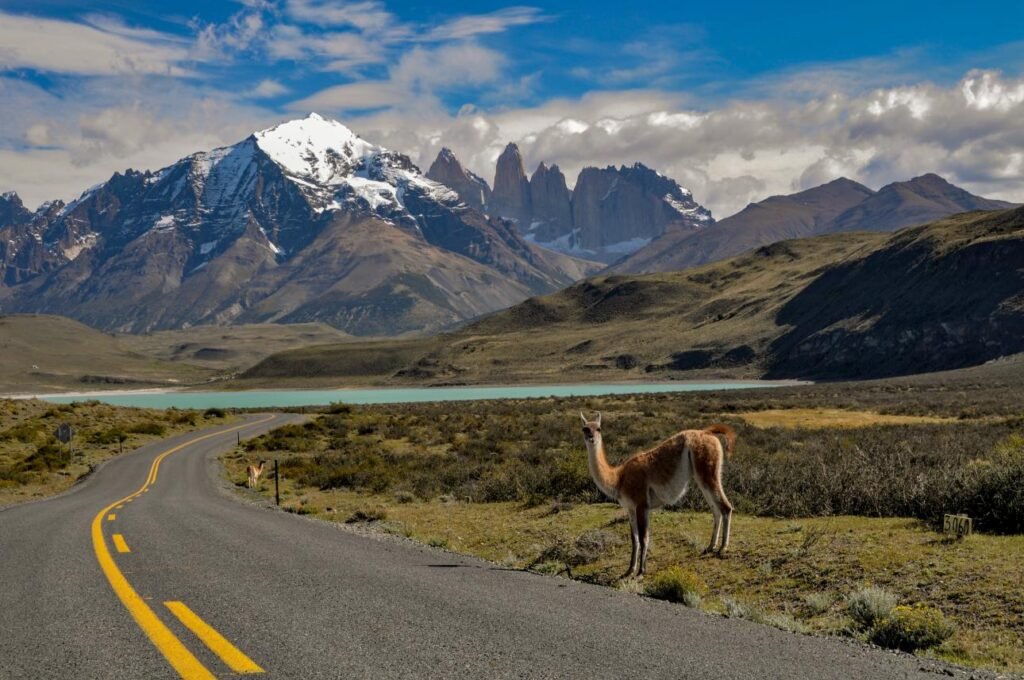 Laguna y montañas en la Patagonia